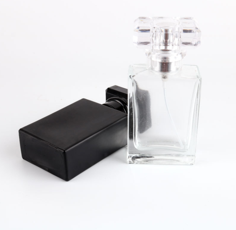 square perfume glass bottle crystal 100ml 50 ml Botol Parfum black glass perfume bottle