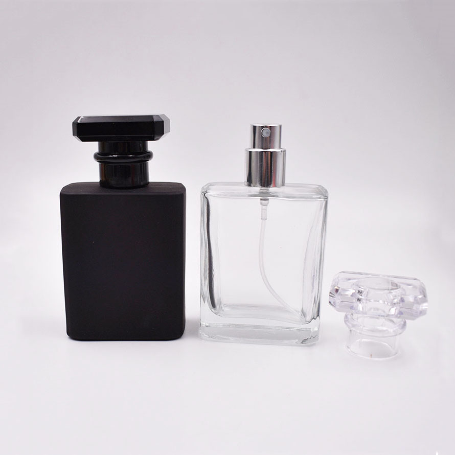 square popular hot selling 50ml perfume bottle black perfume bottles