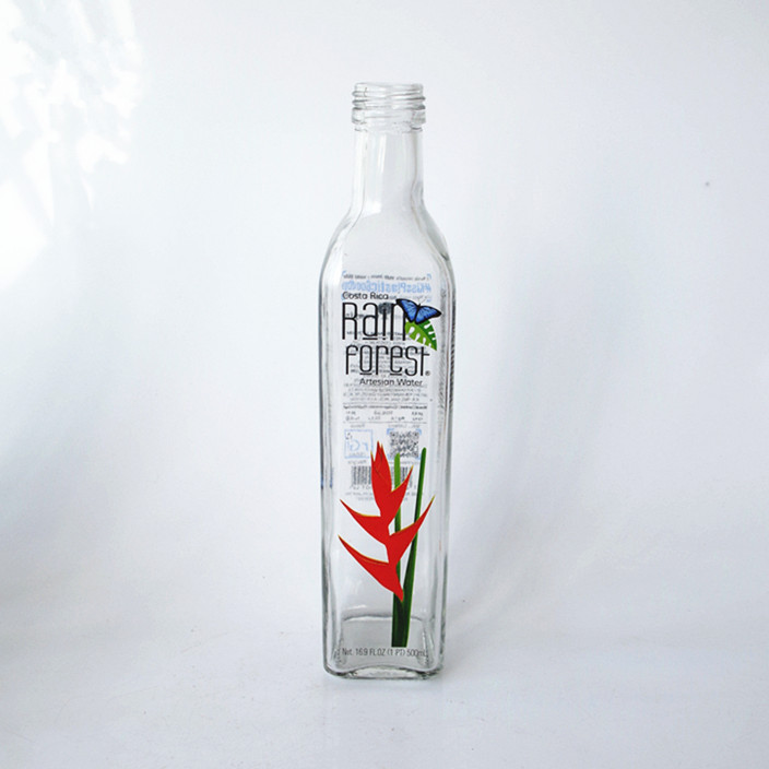 square printing cooking olive oil glass bottle kitchenware soy sauce vinegar glass bottle with aluminum cap 250ml 500ml 750ml