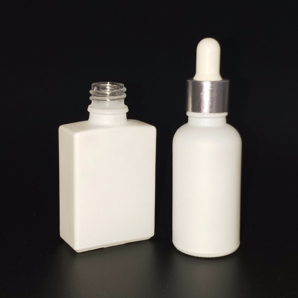 square/rectangule/flat square matte white frosted 30ml glass dropper bottles for vapor e-juice