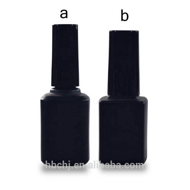 square shape clear matte black glass nail polish bottle 10ml 11ml 15ml for uv gel nail polish