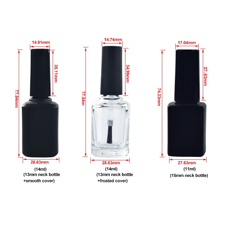 square shape empty glass nail polish bottles 9ml 10ml 11ml 14ml 15ml