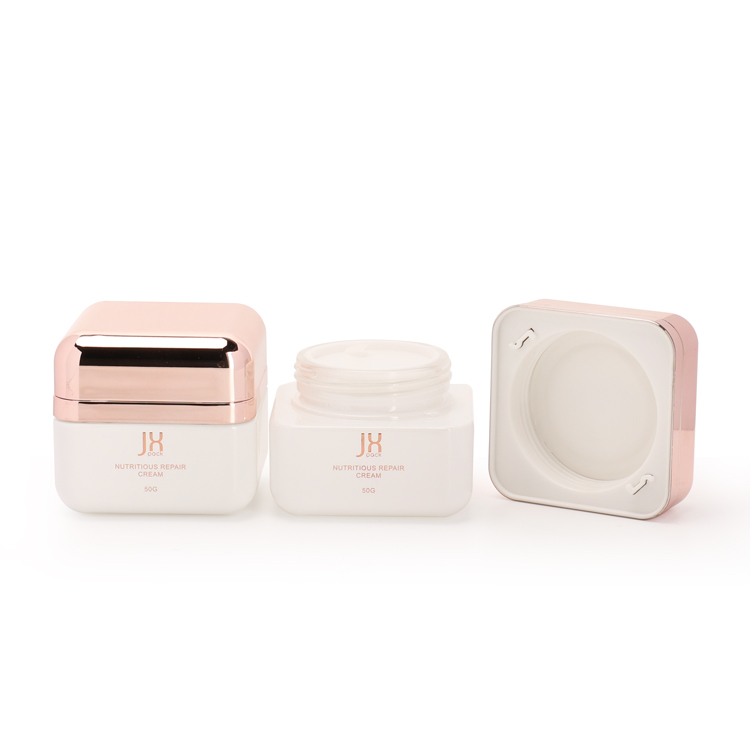 square white Luxury Cosmetic Packaging Empty OEM Cosmetic Containers cosmetic jar with gold lid