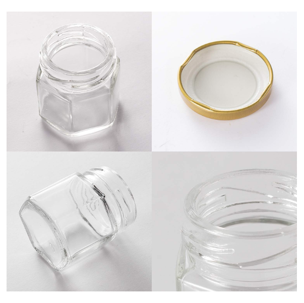 squat hexagon glass jar 1oz 30ml
