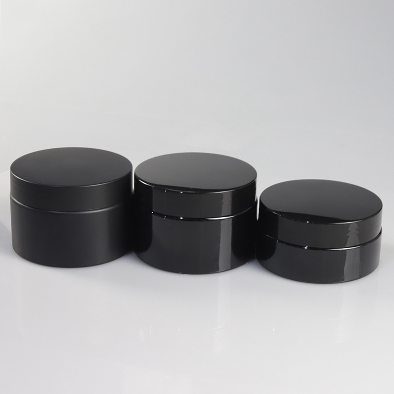 stackable round 100 ml 150g 250ml 10 ml 200 ml empty plastic matte black face cream cosmetic jar