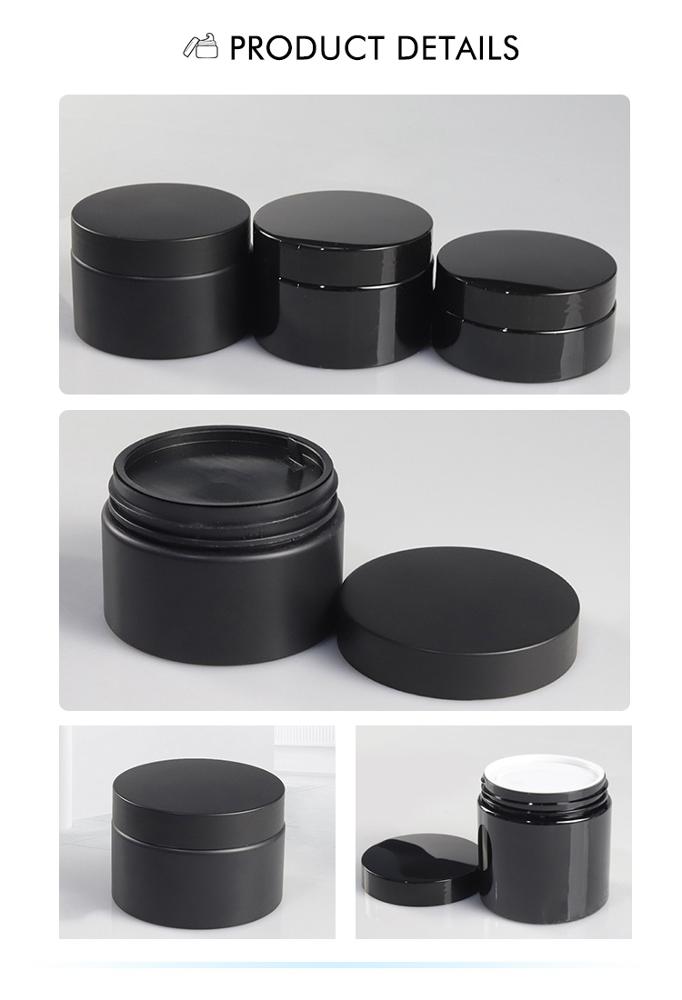stackable round 100 ml 150g 250ml 10 ml 200 ml empty plastic matte black face cream cosmetic jar