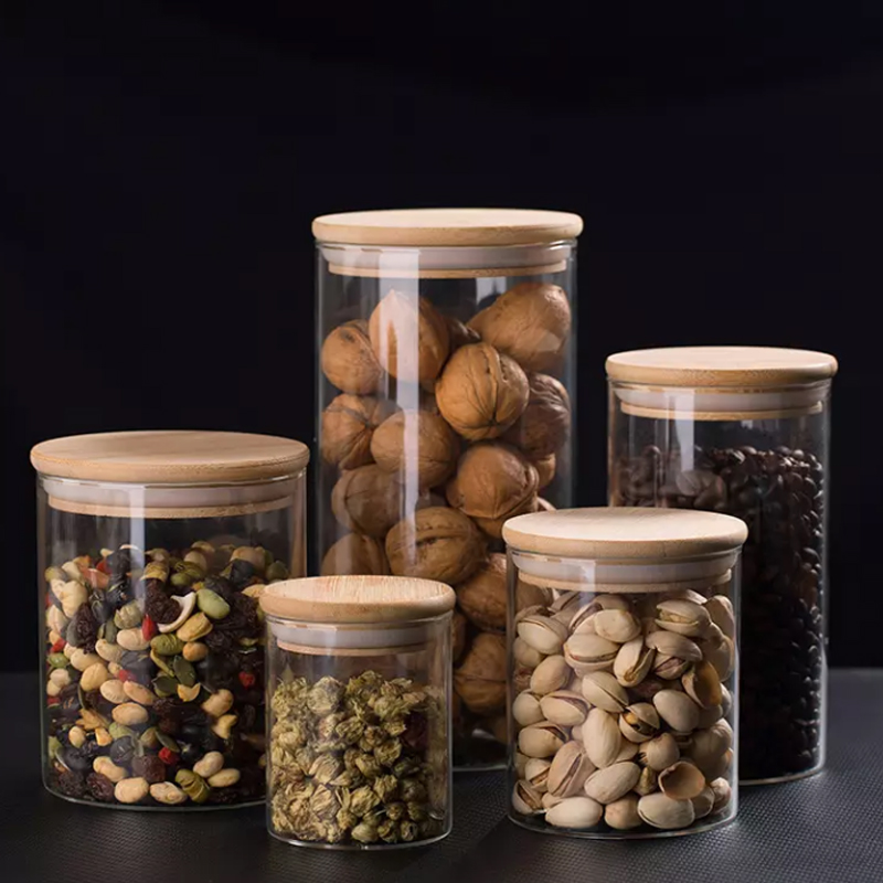 stackable round glass jars with lids / 3 piece glass canister set / crate and barrel glass canisters