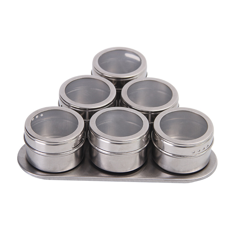 stainless steel seasoning pot set household seasoning bottle cup magnetic tank with Stickers