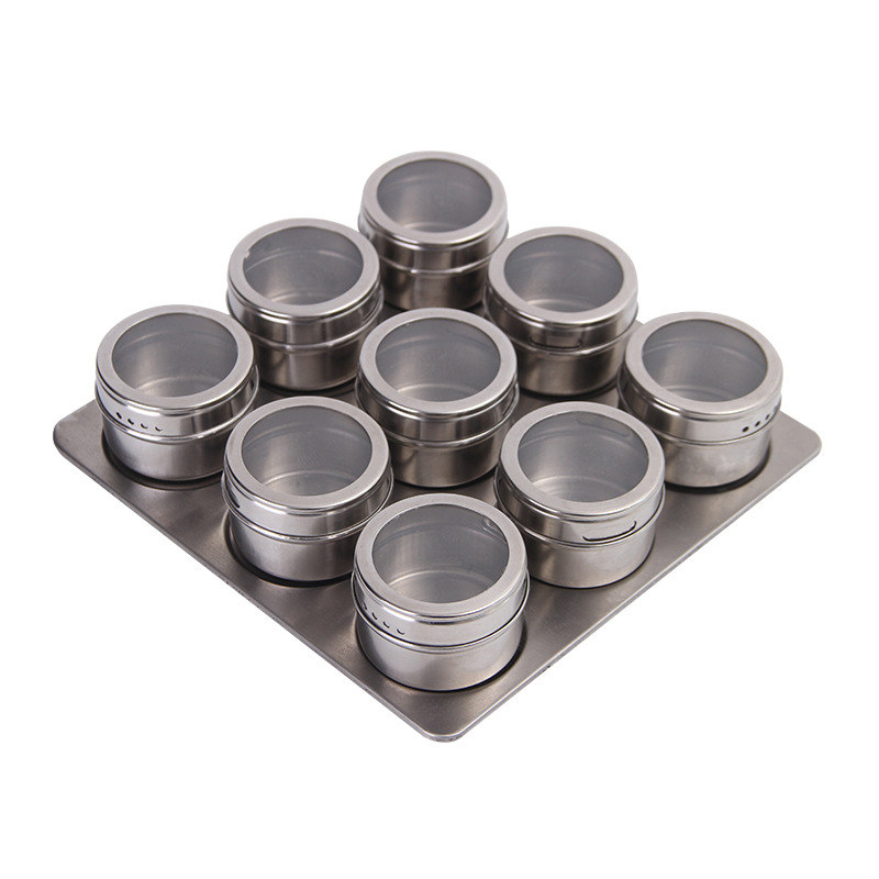 stainless steel seasoning pot set household seasoning bottle cup magnetic tank with Stickers