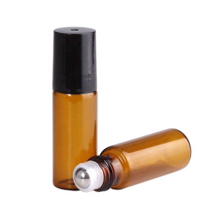 stock 1ml 2ml roll on bottle glass 3ml 5ml amber roll on bottles with roller ball for essential oil perfume cosmetic packing