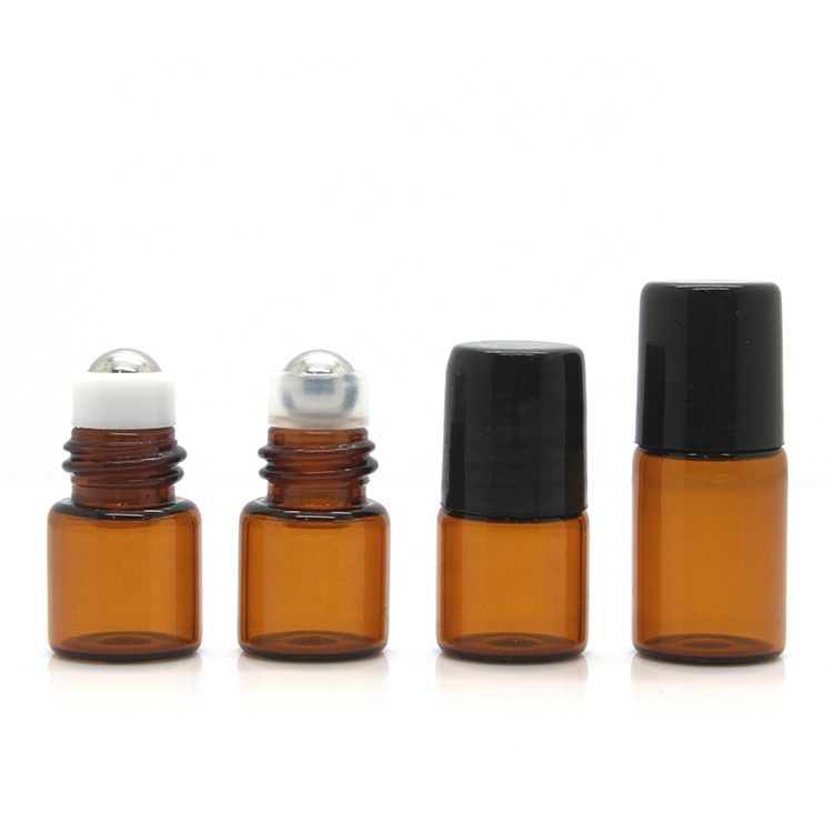 stock 1ml 2ml roll on bottle glass 3ml 5ml amber roll on bottles with roller ball for essential oil perfume cosmetic packing