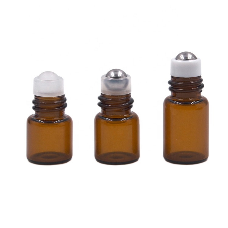 stock 1ml 2ml roll on bottle glass 3ml 5ml amber roll on bottles with roller ball for essential oil perfume cosmetic packing