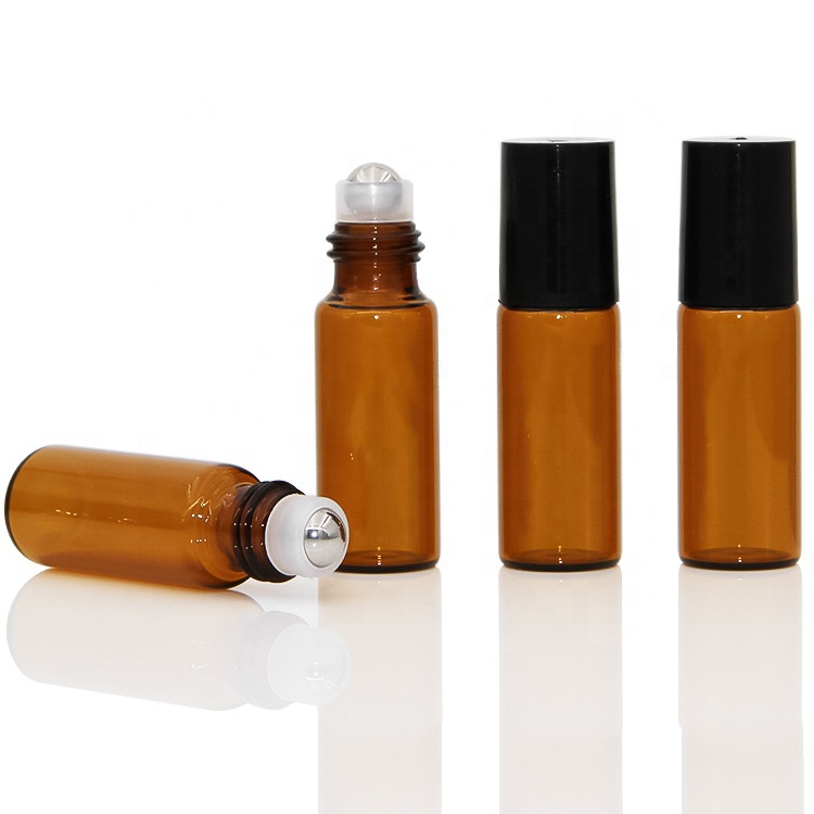 stock 1ml 2ml roll on bottle glass 3ml 5ml amber roll on bottles with roller ball for essential oil perfume cosmetic packing
