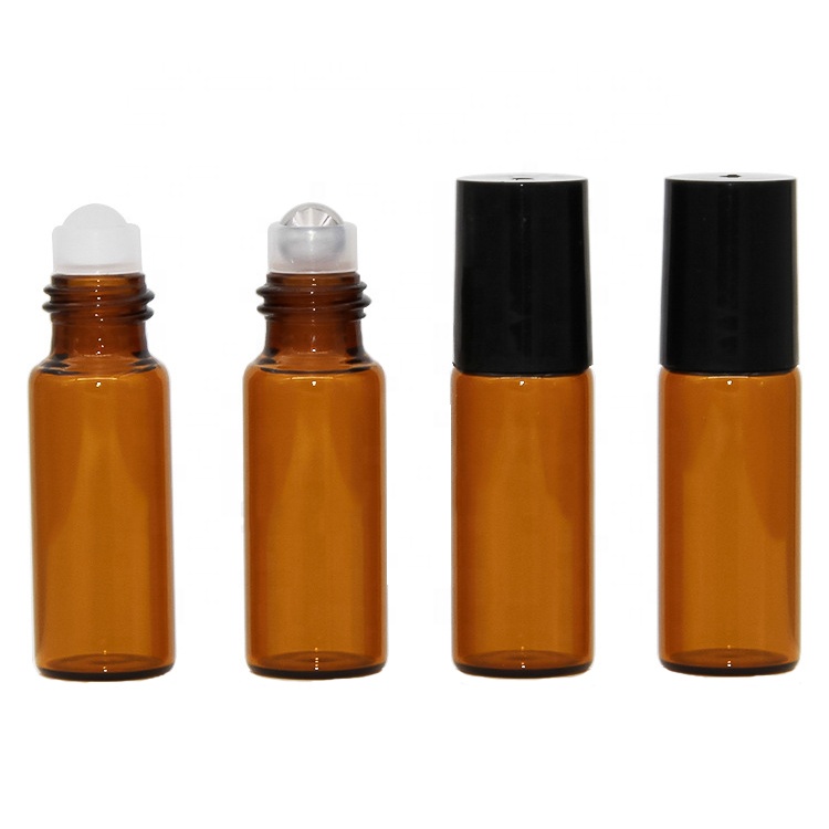 stock 1ml 2ml roll on bottle glass 3ml 5ml amber roll on bottles with roller ball for essential oil perfume cosmetic packing