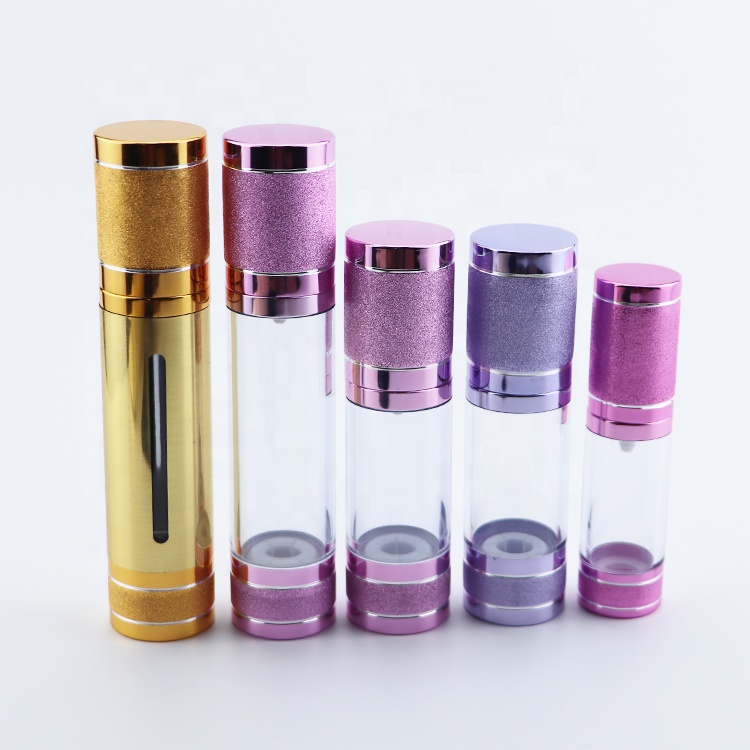 stock 30ml 50ml pink cap cosmetics airless bottle for lotion gel
