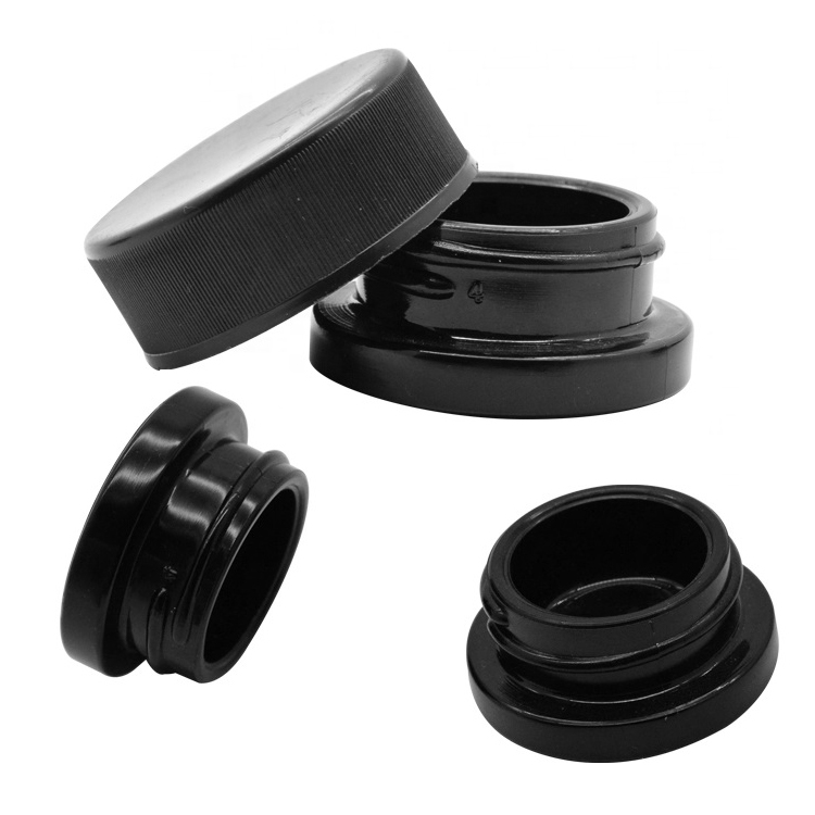 stock 3ml 5ml 7ml 9ml luxury black glass shatter jar weed herb container custom uv CBD concentrate dab wax jar with screw CR lid