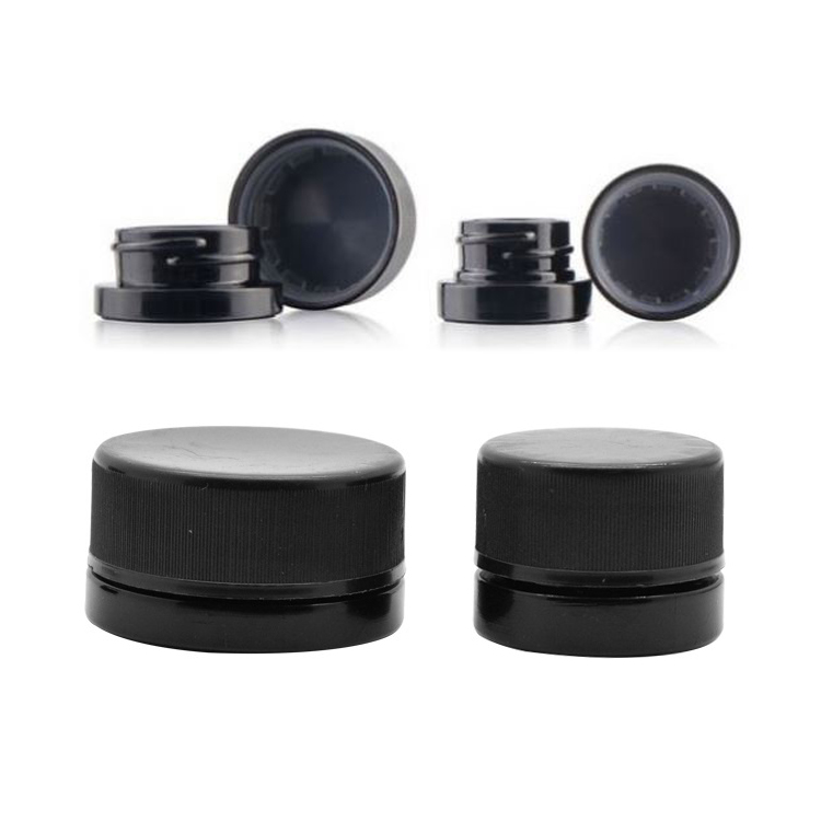 stock 3ml 5ml 7ml 9ml luxury black glass shatter jar weed herb container custom uv CBD concentrate dab wax jar with screw CR lid