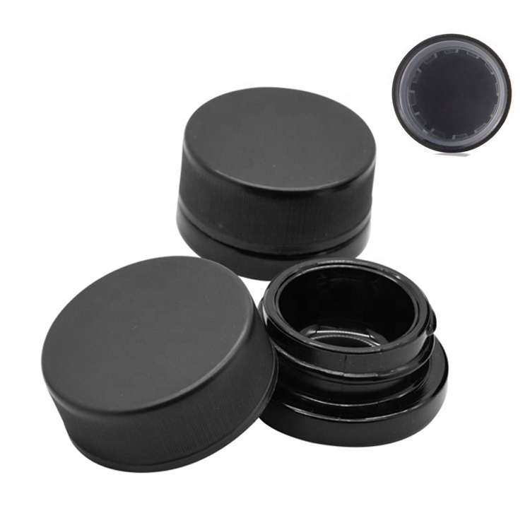 stock 3ml 5ml 7ml 9ml luxury black glass shatter jar weed herb container custom uv CBD concentrate dab wax jar with screw CR lid
