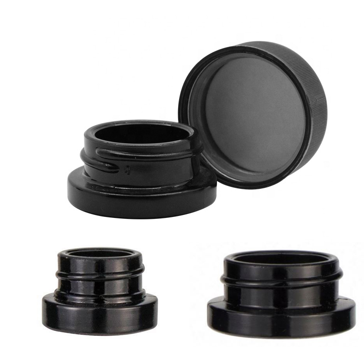 stock 5ml 9ml luxury black glass jar for weed shatter rosin dab wax uv CBD concentrate container with screw childproof lid