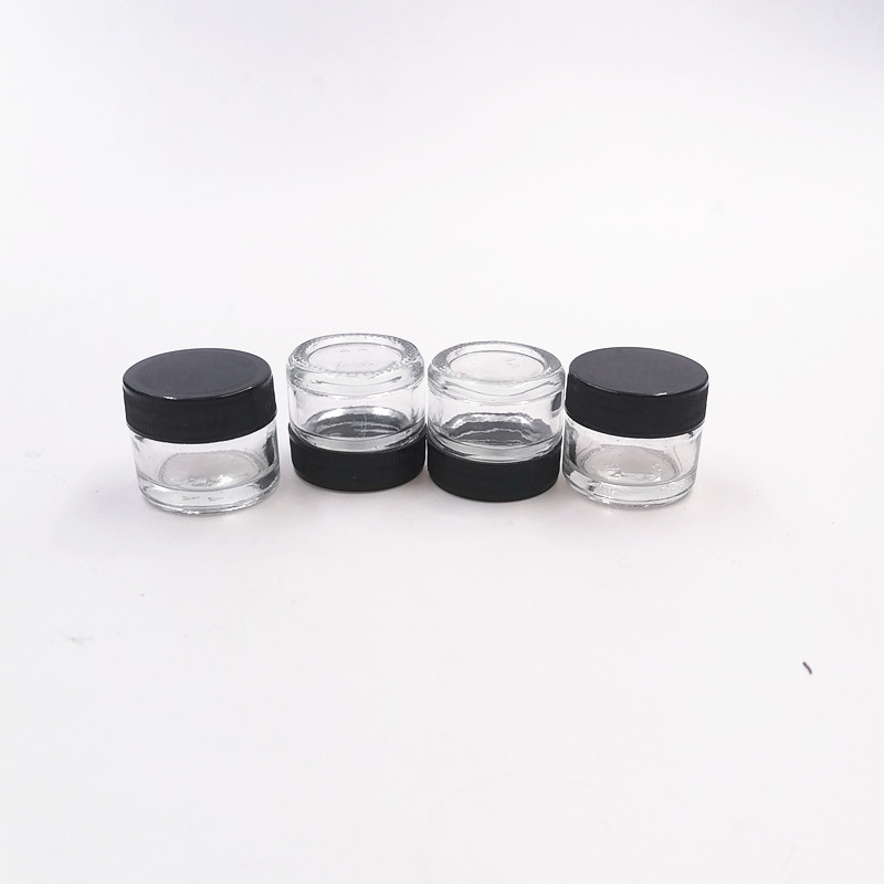 stock CBD oil 5g small black plastic lid herbal extract weeds Rosin Joint Dab flower powder Concentrate glass jar bottle Low wax