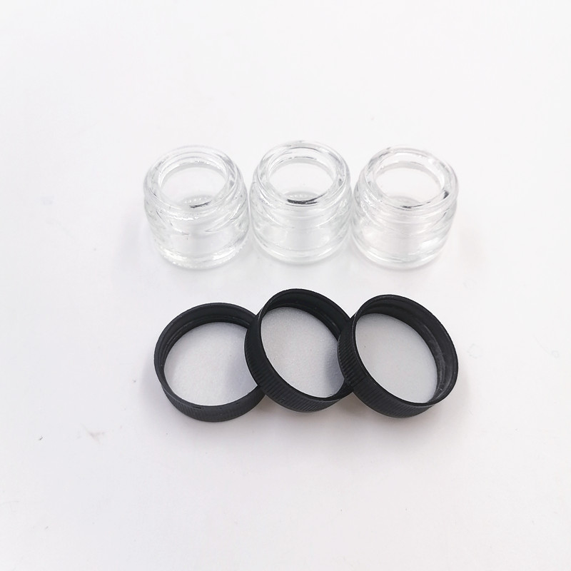 stock CBD oil 5g small black plastic lid herbal extract weeds Rosin Joint Dab flower powder Concentrate glass jar bottle Low wax