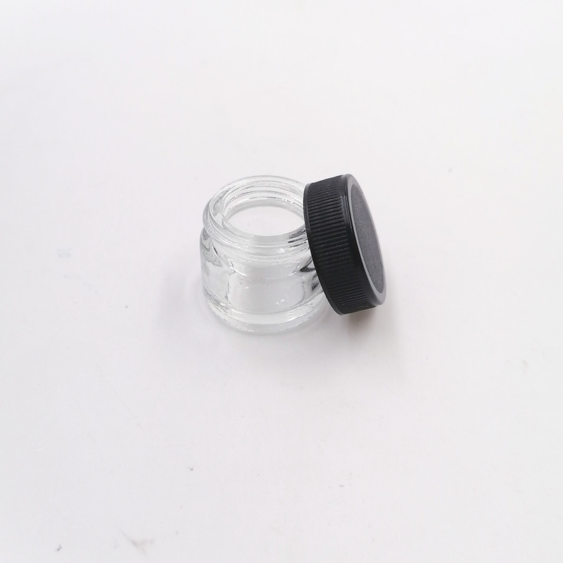 stock CBD oil 5g small black plastic lid herbal extract weeds Rosin Joint Dab flower powder Concentrate glass jar bottle Low wax