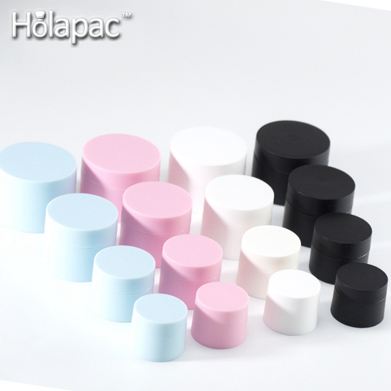 stock HOLAPAC empty round matte double wall 5g 15g 20g 30g 50g plastic pp cosmetic cream jar with lid