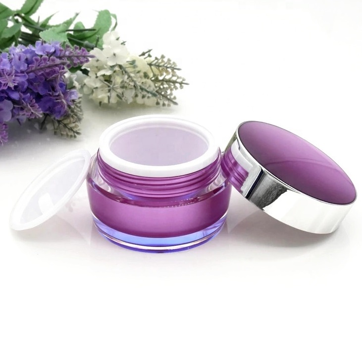 stock empty acrylic jar skin care container plastic face cream jar with purple lid