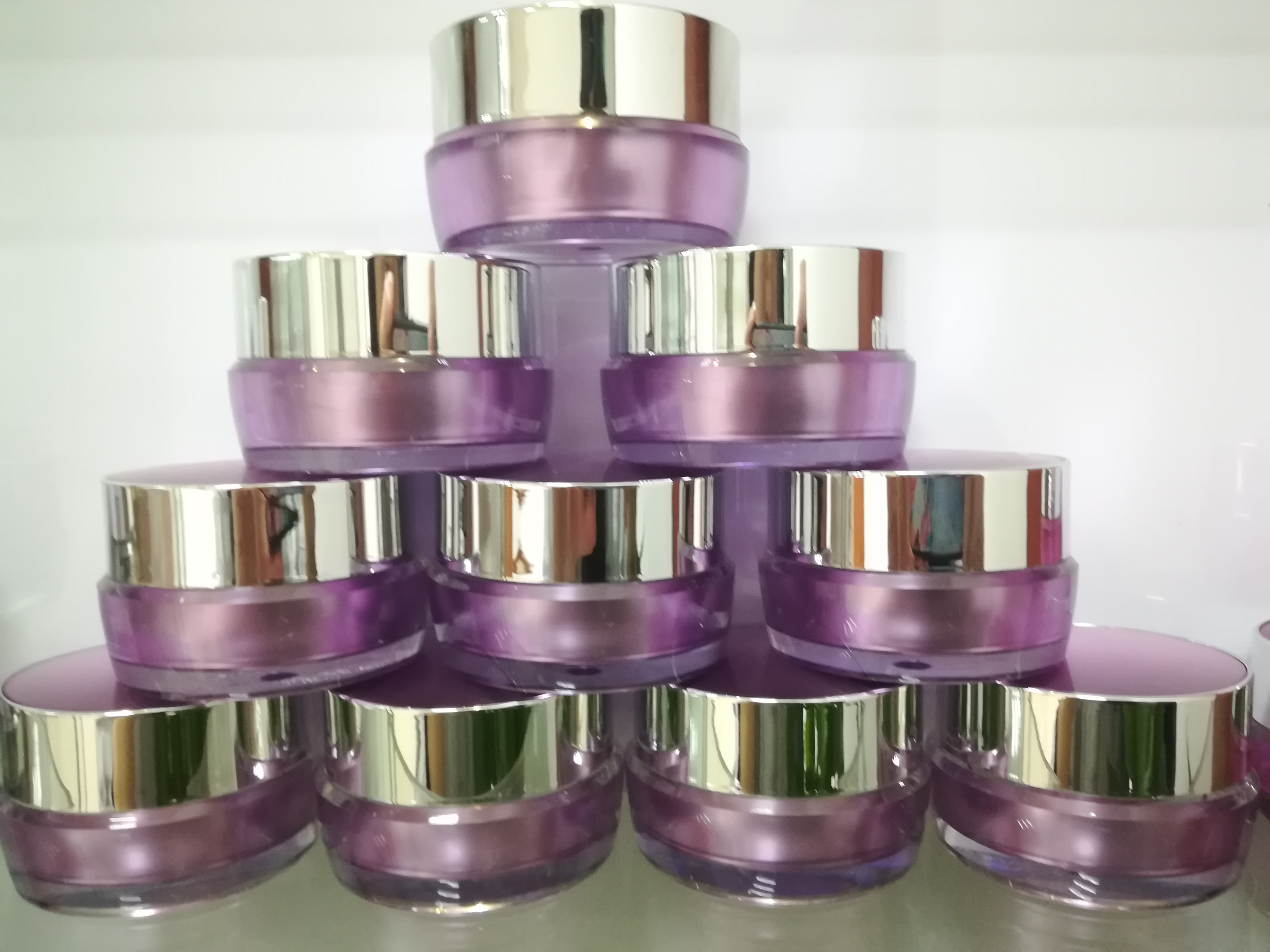 stock empty acrylic jar skin care container plastic face cream jar with purple lid