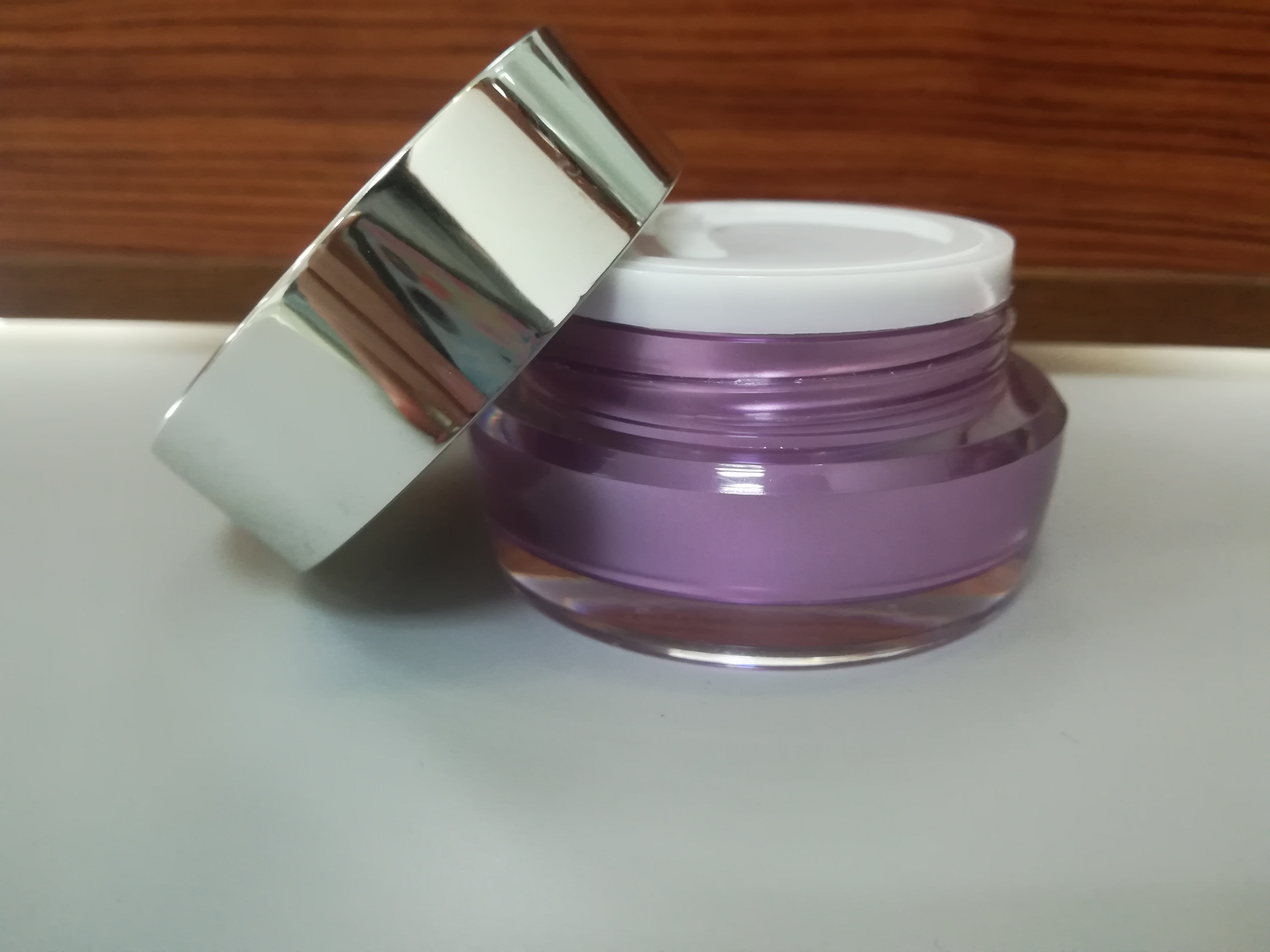 stock empty acrylic jar skin care container plastic face cream jar with purple lid