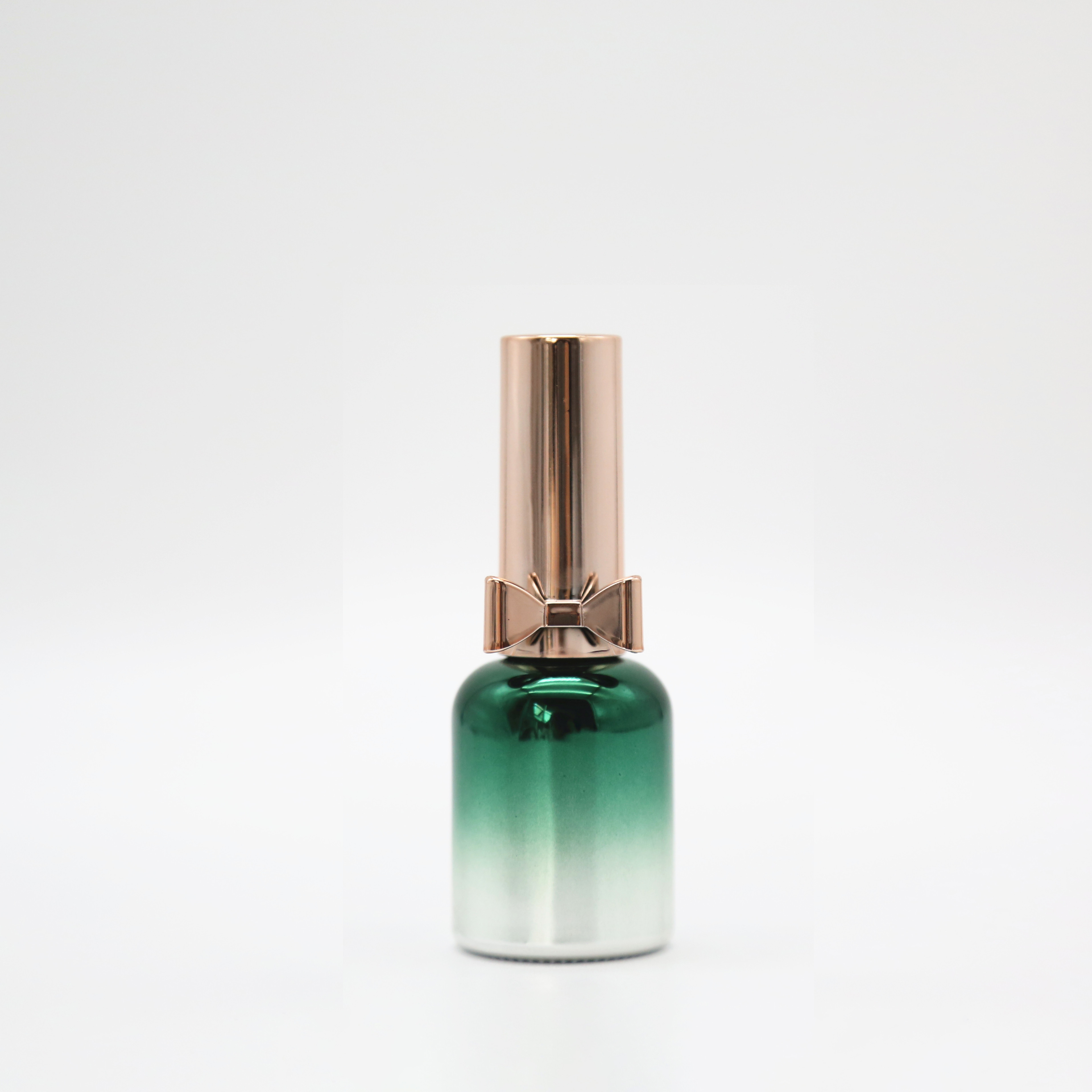 stock nail polish bottle 10ml electroplating green glass nail polish bottle and bow cap