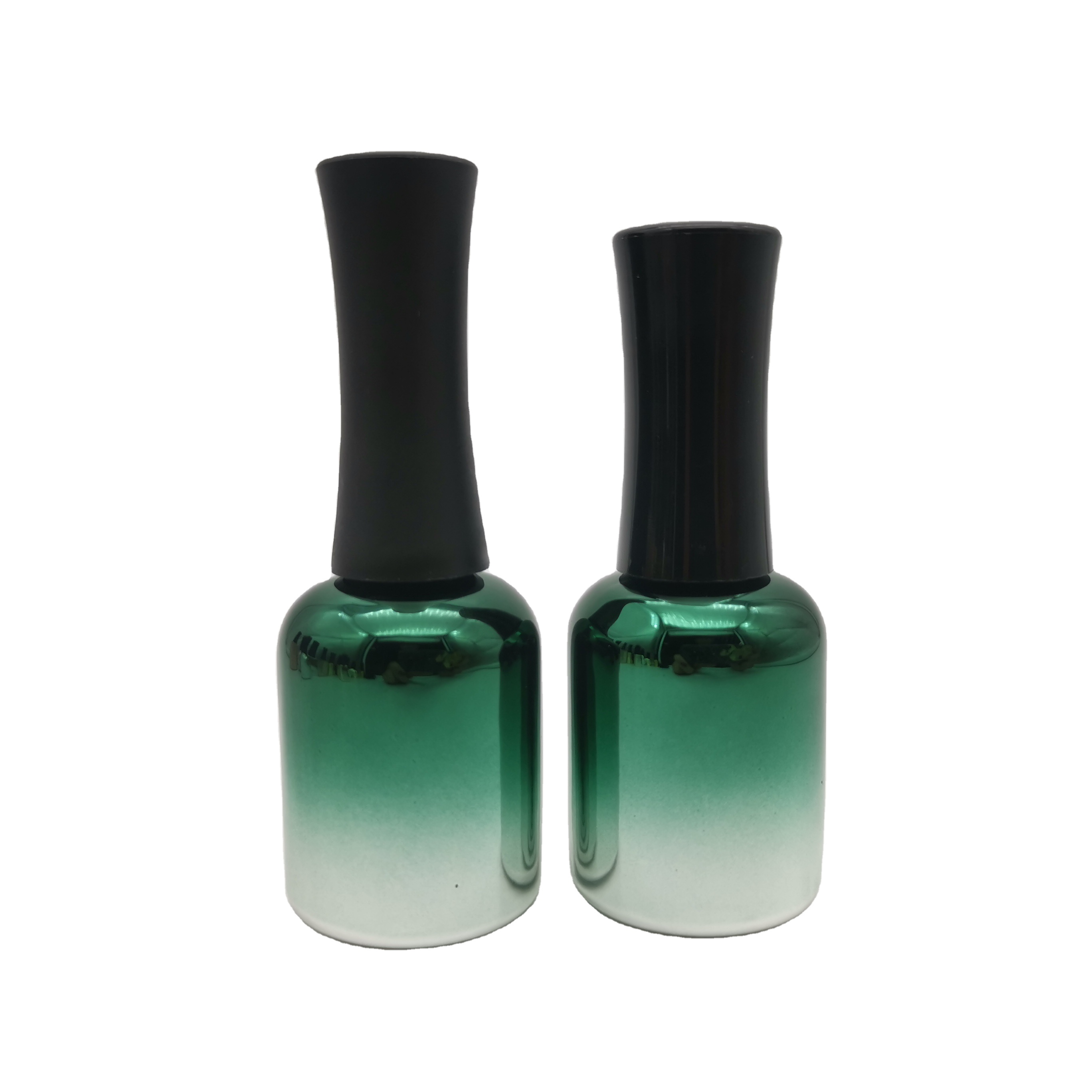 stock nail polish bottle 10ml electroplating green glass nail polish bottle and bow cap