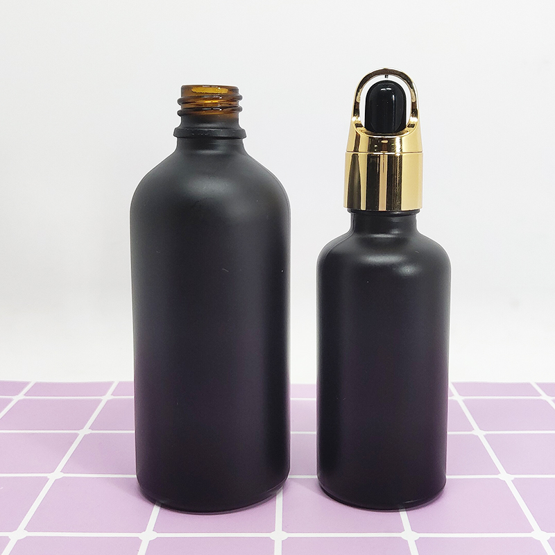 stock round 50ml frosted black glass dropper bottles for e liquid
