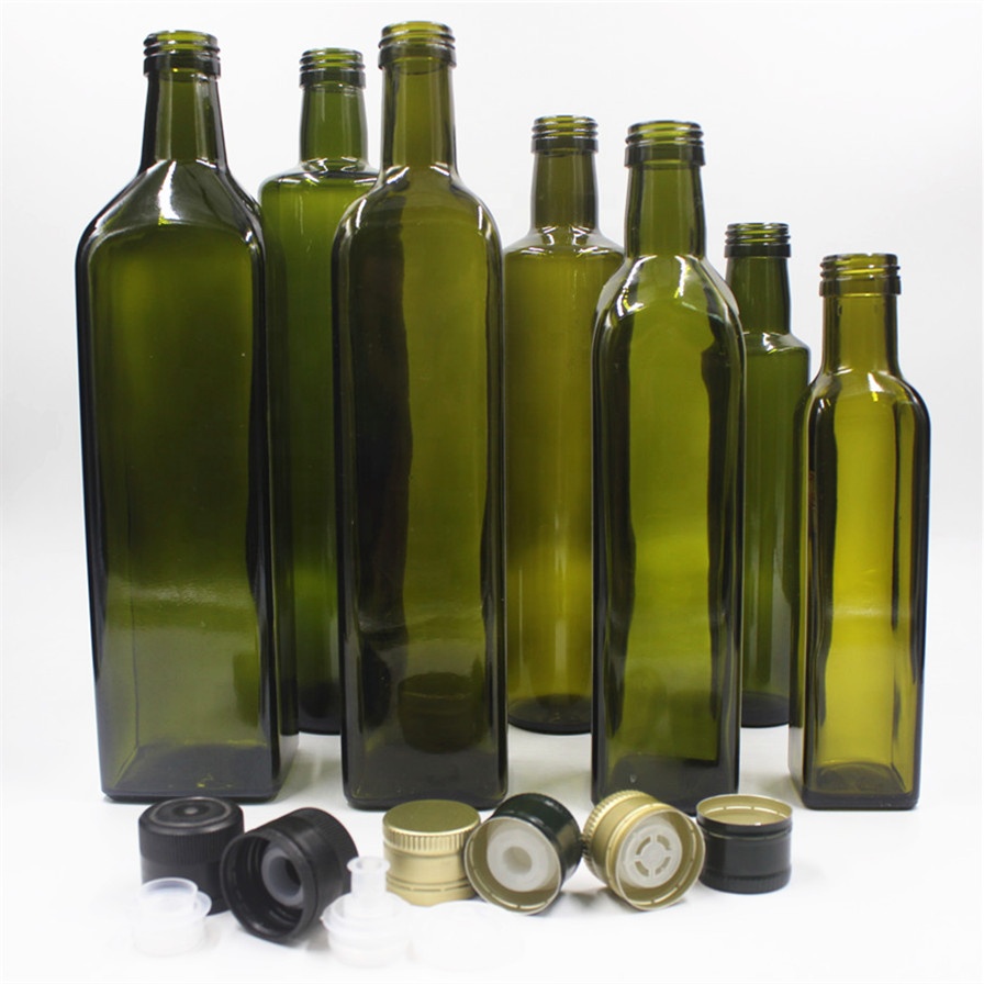 stocked 100 ml 250 ml 375 ml 500 ml 750 ml 1000 ml dark green brown clear color round square glass olive oil bottles