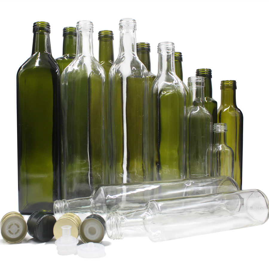 stocked 100 ml 250 ml 500 ml 750 ml dark green antique green square round olive oil cooking glass bottles