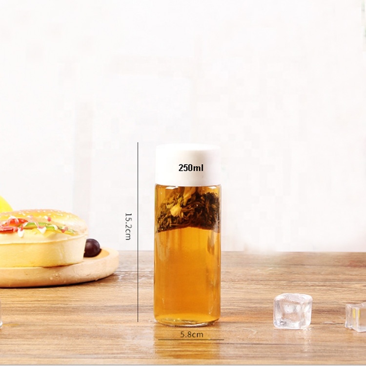 stocked free sample packaging 250ml 300ml 350ml 400ml 500ml frosted glass juice bottle for iced milk tea water homemade drinks