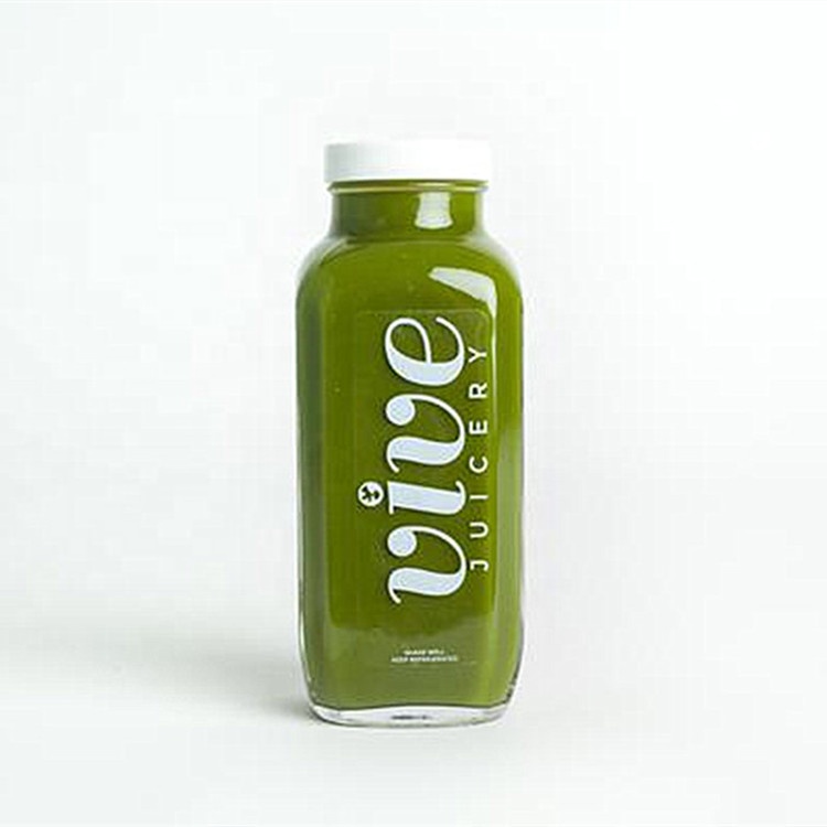 stocked wholesale 16oz 500ml clear cold pressed french square glass juice bottle beverage glass bottle with plastic lid