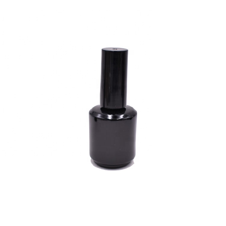stocks cosmetic package round shape shiny black color empty nail polish bottle 15ml wholesale
