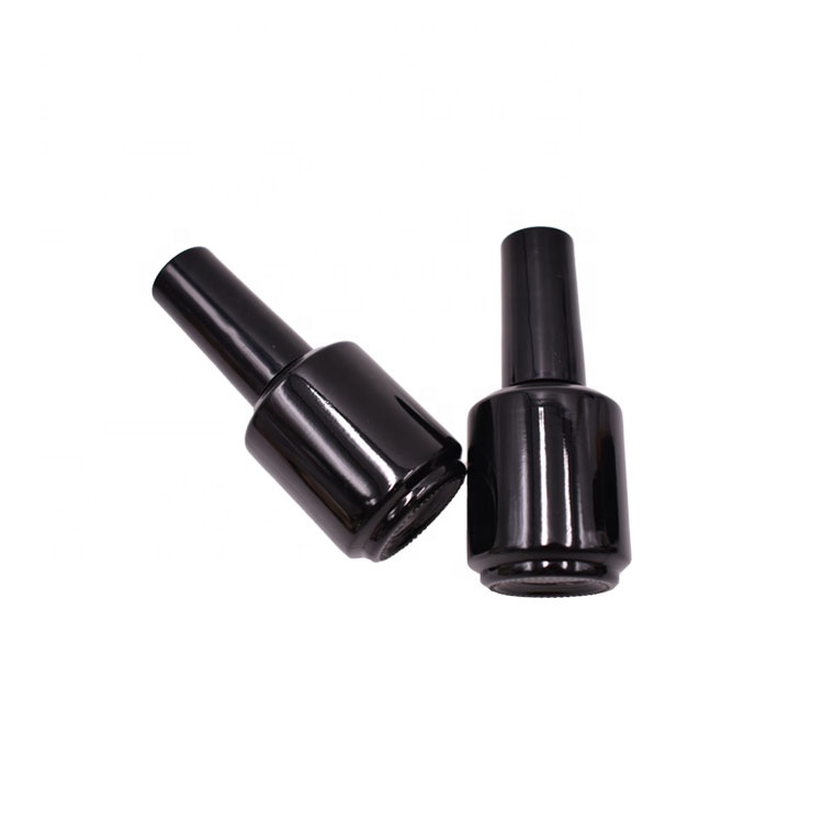 stocks cosmetic package round shape shiny black color empty nail polish bottle 15ml wholesale
