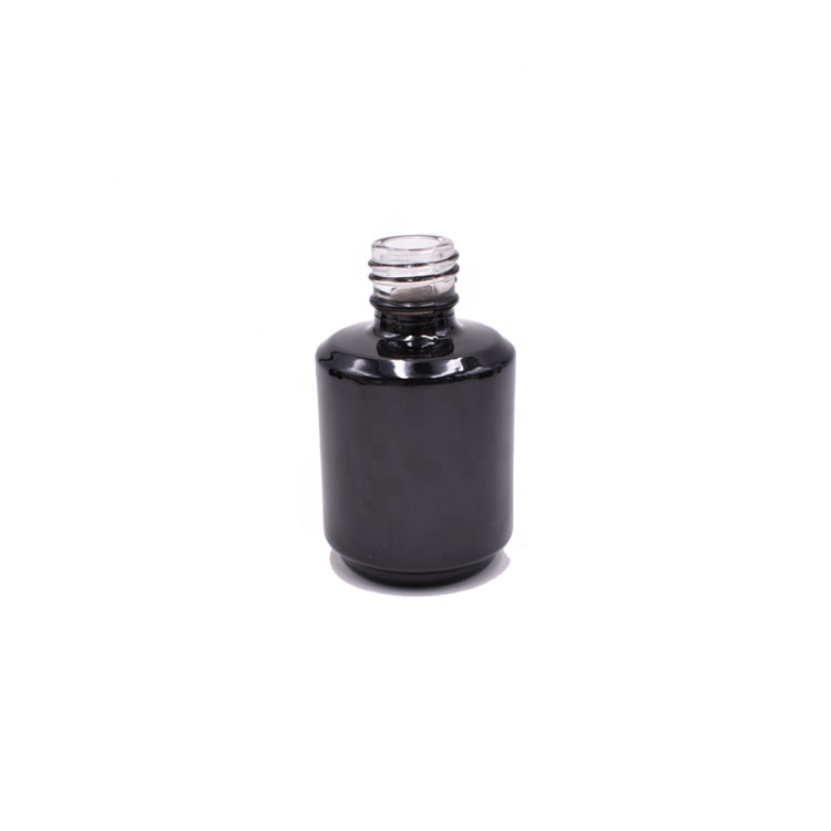 stocks cosmetic package round shape shiny black color empty nail polish bottle 15ml wholesale