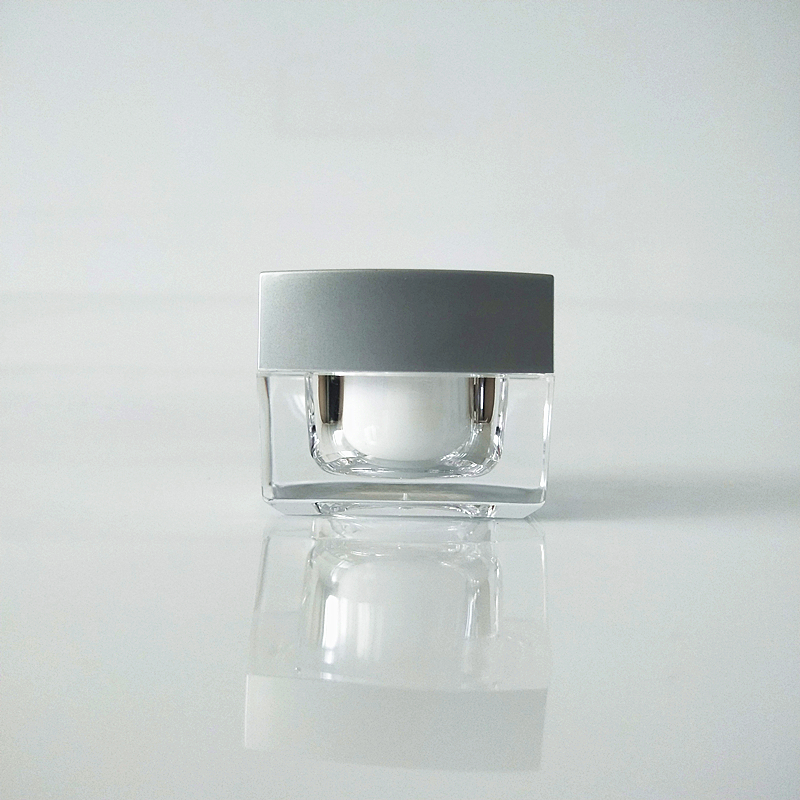 stocks luxury empty  square cream 10ml acrylic  makeup cosmetic containers jar with silver cap