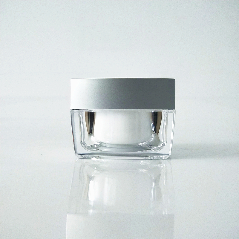 stocks luxury empty square cream 10ml acrylic makeup cosmetic containers jar with silver cap
