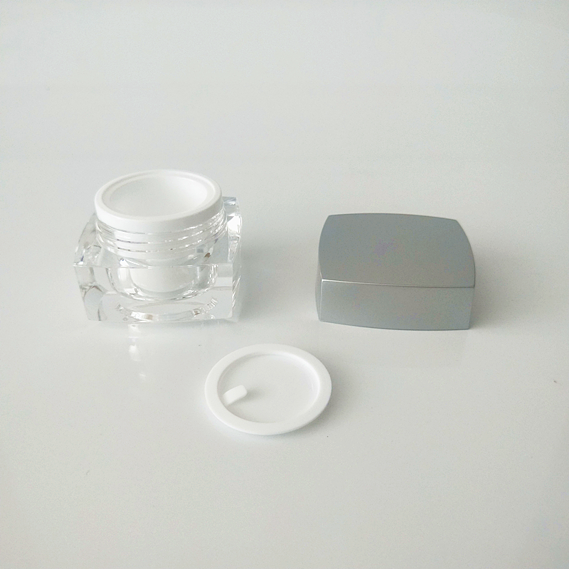 stocks luxury empty square cream 10ml acrylic makeup cosmetic containers jar with silver cap