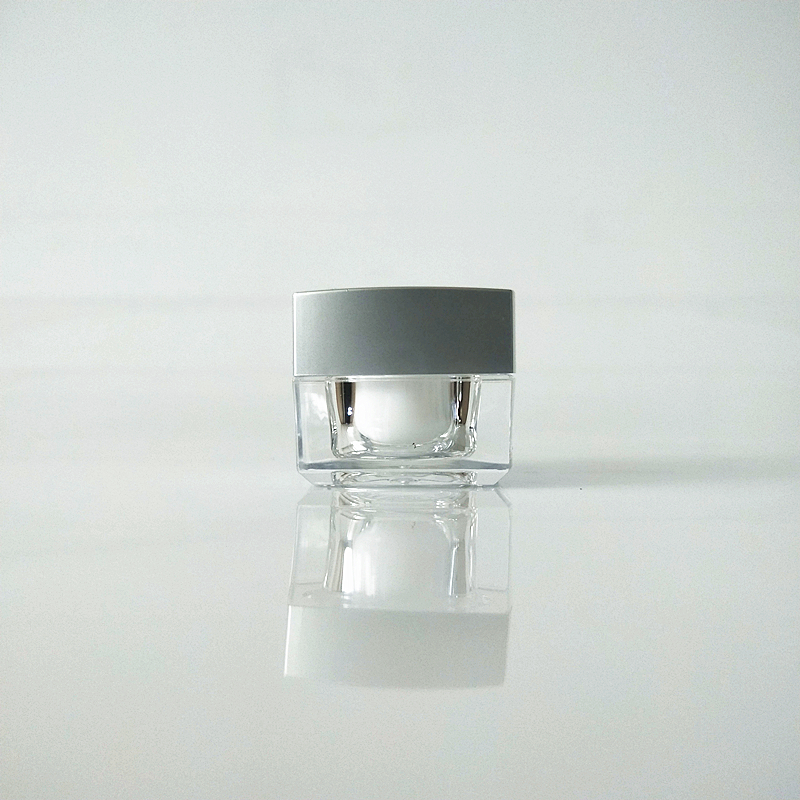 stocks luxury empty square cream 10ml acrylic makeup cosmetic containers jar with silver cap