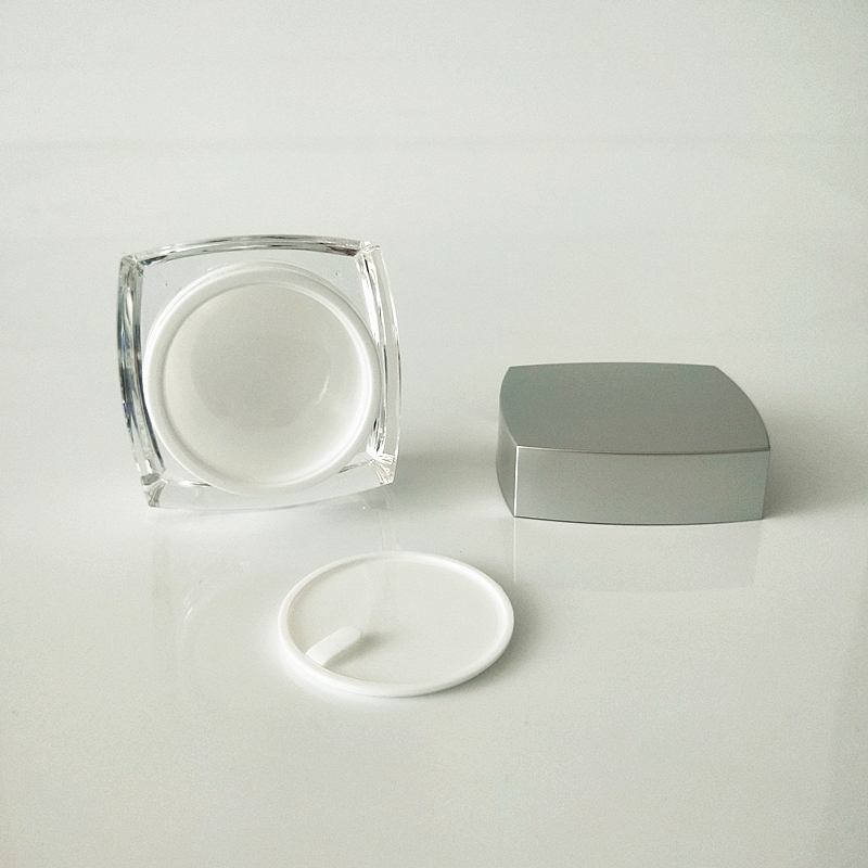stocks luxury empty square cream 10ml acrylic makeup cosmetic containers jar with silver cap