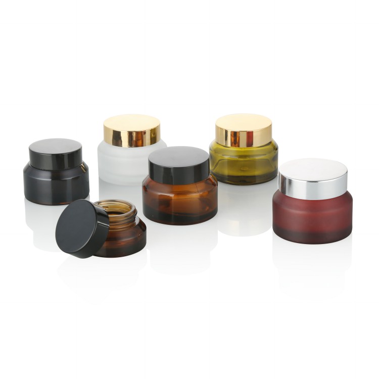 storage amber glass jar black lid 5g 10g 15g 20g 30g 50g 100g glass cosmetic cream lotion container jar
