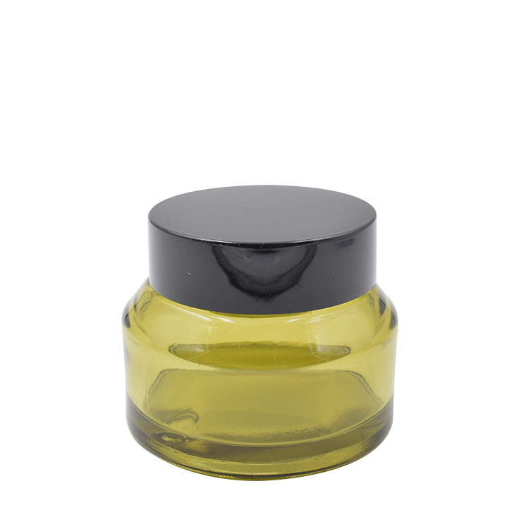 storage amber green glass cosmetic cream lotion body scrub glass container aluminum cap glass jar