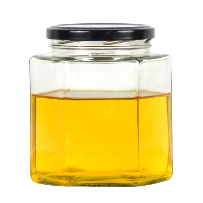 storage bottles high white material hexagon glass jar with lid  for honey jam and  pickles