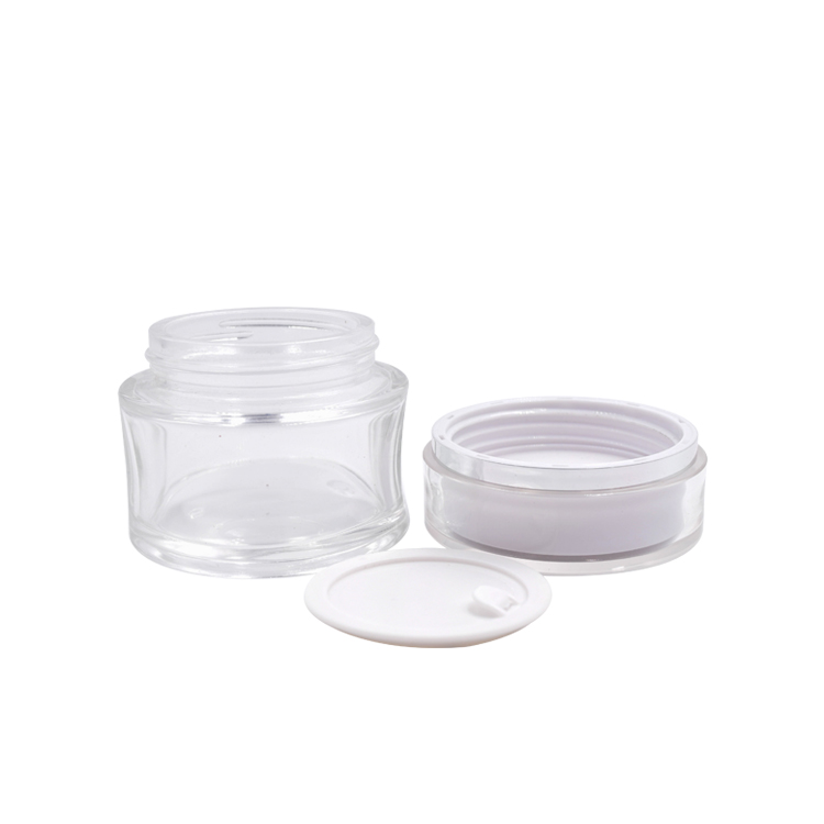 storage clear glass white cap container for skincare eye cream lotion glass jar