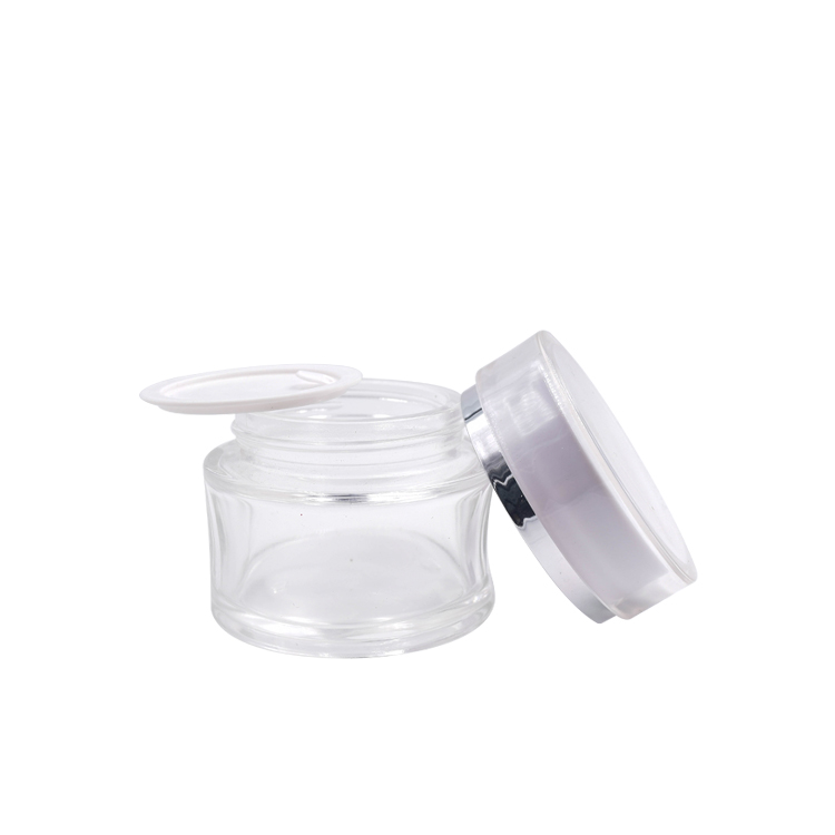 storage clear glass white cap container for skincare eye cream lotion glass jar